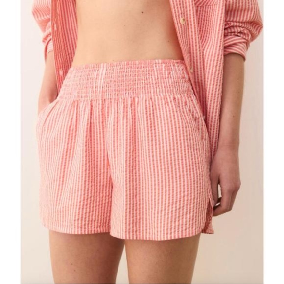 Marine Layer Pants - Marine Layer Cali Seersucker Striped High Waist Shorts Medium